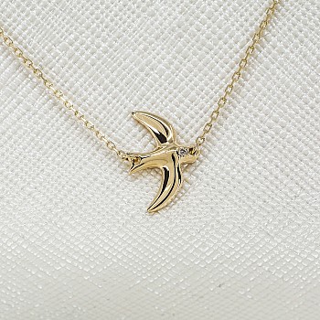 14k Gold Swallow Necklace with Diamond - model col1346