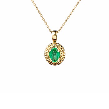 Vintage Gold or Platinum Pendant with Oval Emerald - model pan1579