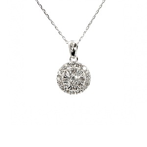 Halo Pendant in 14k White Gold with Colorless Diamonds pan1647