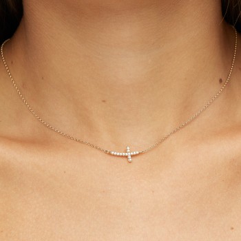 Pendentif croix en or et diamants - modèle pan1998