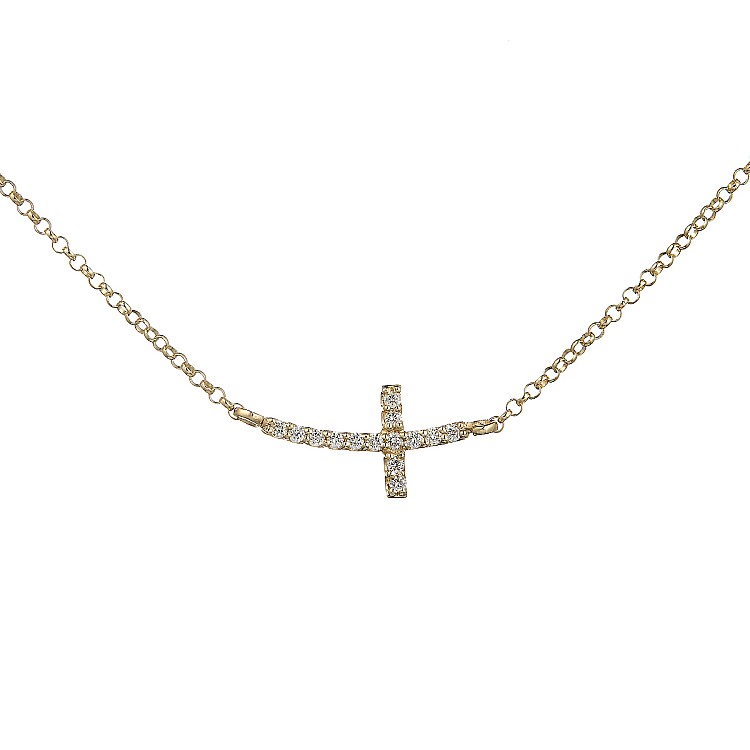 Gold Cross Pendant with Diamonds pan1998