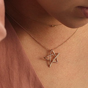 Gold Star Pendant with Colorless Diamonds pan2001