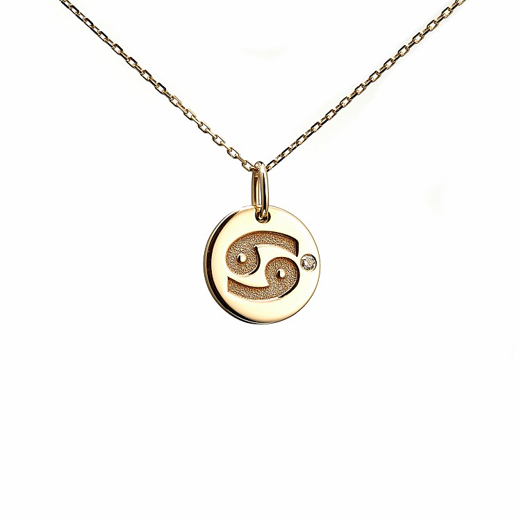 Gouden Kreeft Zodiac Hanger met Diamant pan2071