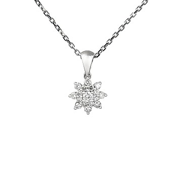 Gold flower pendant with colorless diamonds - model pan2373