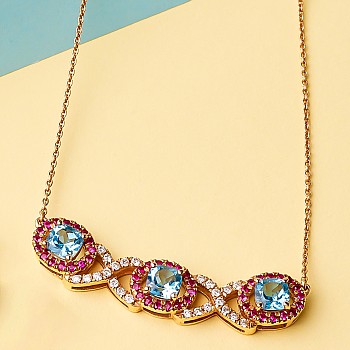 Gold Pendant with Diamonds, Rubies and Topazes - model pan2705