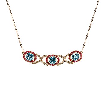 Gold Pendant with Diamonds, Rubies and Topazes - model pan2705