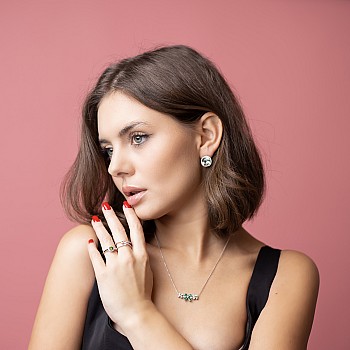 Gold Pendant with Emeralds and Diamonds Para - model pan2752