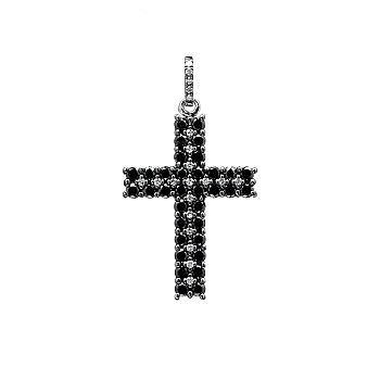 Gold or Platinum Cross Pendant with Colorless and Black Diamonds - model pan2964