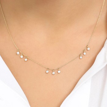 14k Gold Necklace with Round Diamonds - model col3126