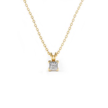 Square Diamond Gold Pendant - model pan3137