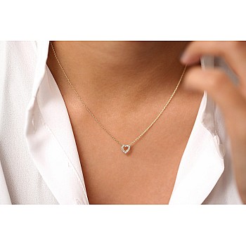 Gold Heart Pendant with Diamonds - model pan3146