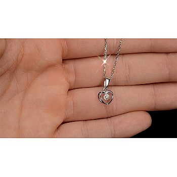 Gold or Platinum Heart Pendant with Diamond - model pan3229