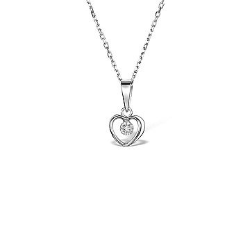 Gold or Platinum Heart Pendant with Diamond - model pan3229
