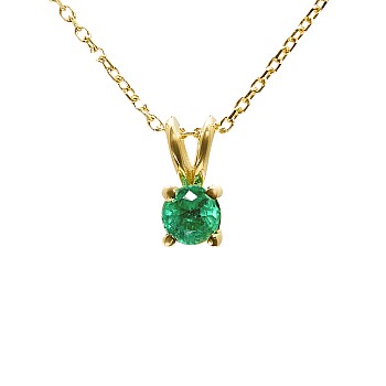 Solitaire Gold Pendant with Round Emerald - model pan525