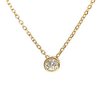 Collier ras-de-cou en or jaune 14 carats avec diamant naturel de 0,20 ct - modèle pan563