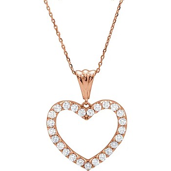 Gold or Platinum Heart Pendant with Diamonds - model pan67533