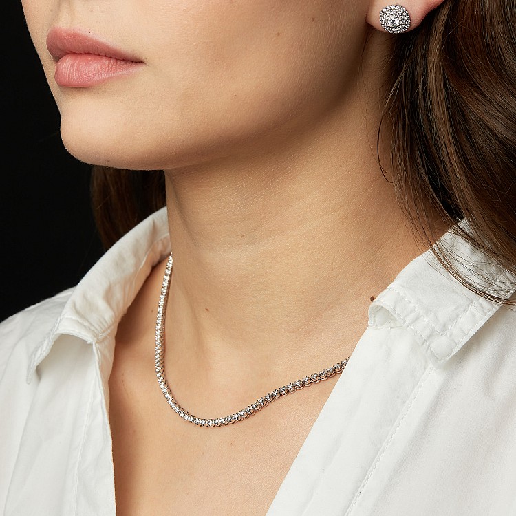 Gold Tennis Necklace with Diamonds col706