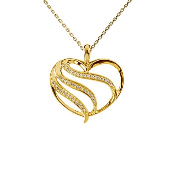 Gold or Platinum Heart Pendant with Diamonds - model pan84374