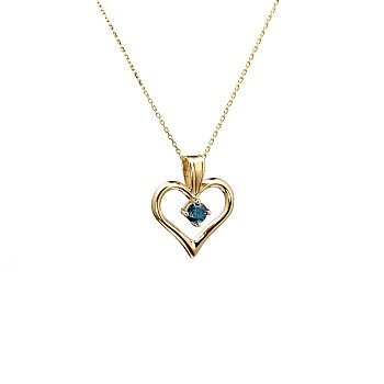 Gold or Platinum Heart Pendant with Blue Diamond - model pan867