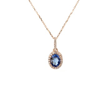Gold Pendant with Oval Tanzanite and Diamonds - model pan2118