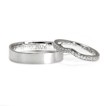 Modern Wedding Rings in 18k Gold or Platinum with Diamonds - London model