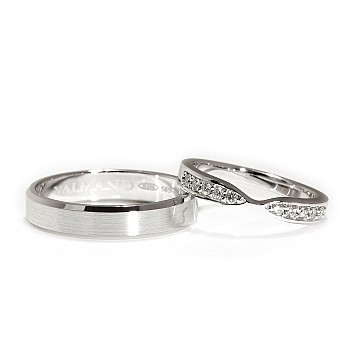 18k Gold or Platinum Wedding Rings with Diamonds - model Rhea