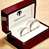18k Gold or Platinum Wedding Rings with Colorless and Black Diamonds - model Vienna