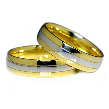 Trouwringen v018 in geel- en witgoud