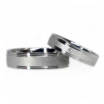 Trouwringen v024 in goud of platina met diamant