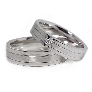 Moderne gouden diamanten trouwringen v044