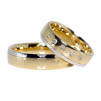 18k Gold Wedding Rings with Diamonds - model v075