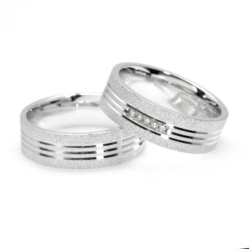 Alliances bicolores en or et diamants - modèle v0761