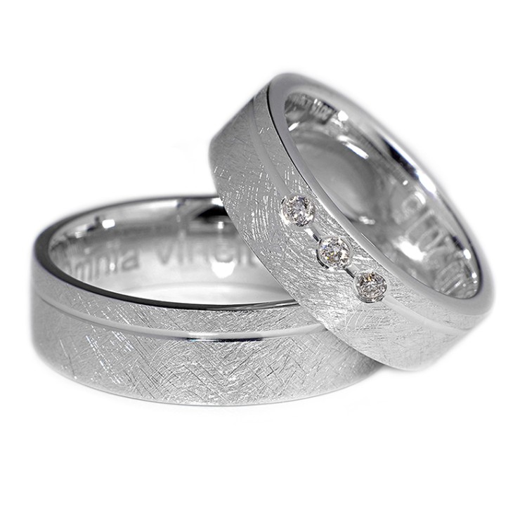 Anillos de boda de oro o platino con diamantes - modelo v088