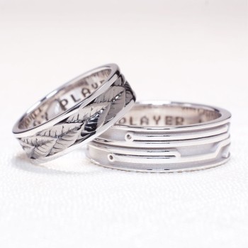 Anillos de boda de oro personalizados con patrón láser - modelo v1164