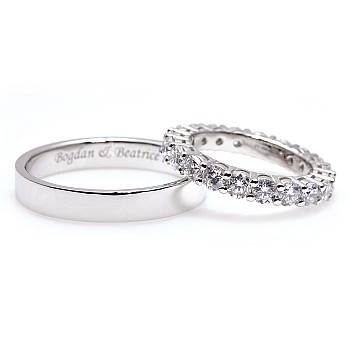 Alliances de style Tiffany en or ou platine avec diamants - modèle v1230.1