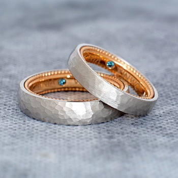 Trouwringen Model Verragio vp1242 in platina en goud met diamanten