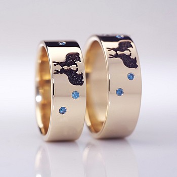 Anillos de boda de oro o platino con diamantes, modelo conejo - modelo v1252