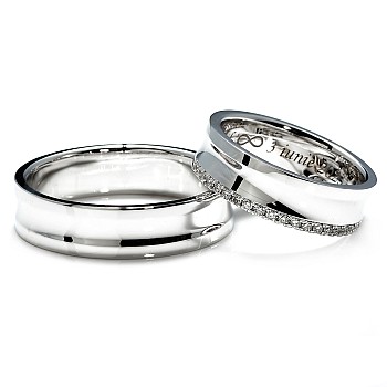 Alliances en or profil Barcuta avec diamants - modèle v127