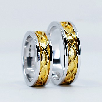 Anillos de boda de oro o platino con diseño de infinito - modelo v1338