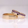 Wedding rings v140am Full Stone in Gold or Platinum with Amethysts