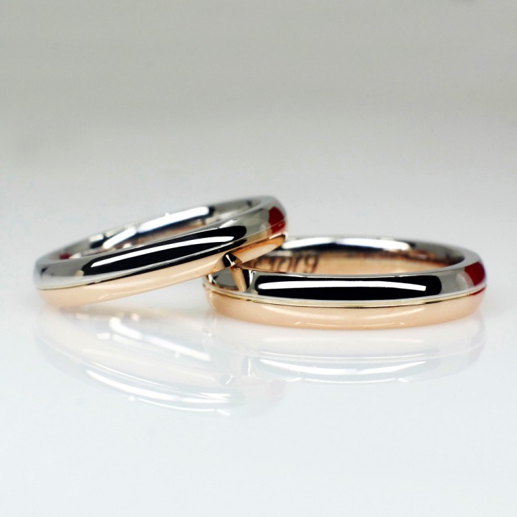 Wedding rings v1560 in two colors of gold or platinum
