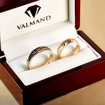 Anillos de boda de oro o platino, modelo Árbol de la Vida - modelo v1601