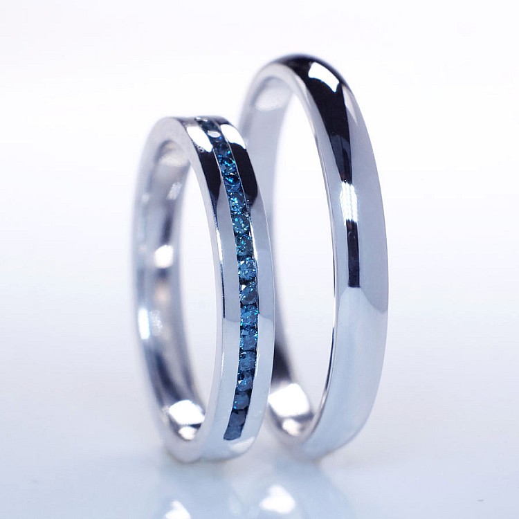Fedi nuziali v163 in Oro o Platino con Diamanti Blu