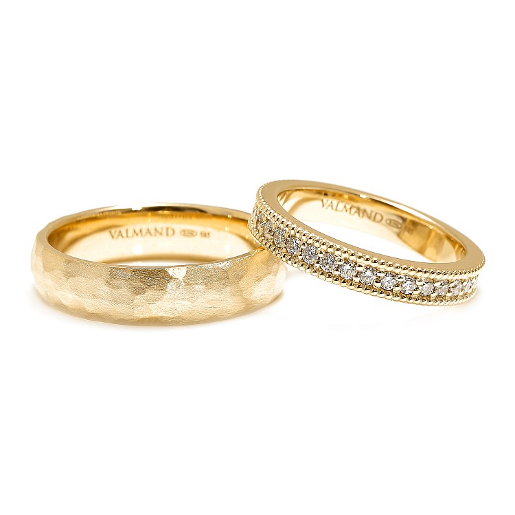 Alliances personnalisées en or ou en platine avec diamants - modèle v197