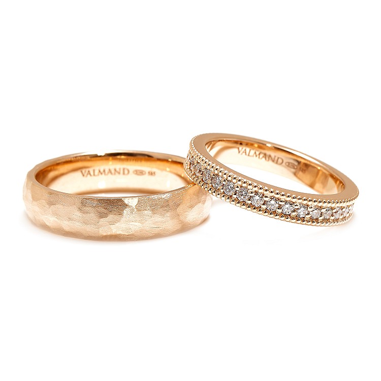 Alliances personnalisées en or ou en platine avec diamants - modèle v197