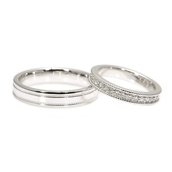 Anillos de boda personalizados de oro o platino con diamantes - modelo v197.1