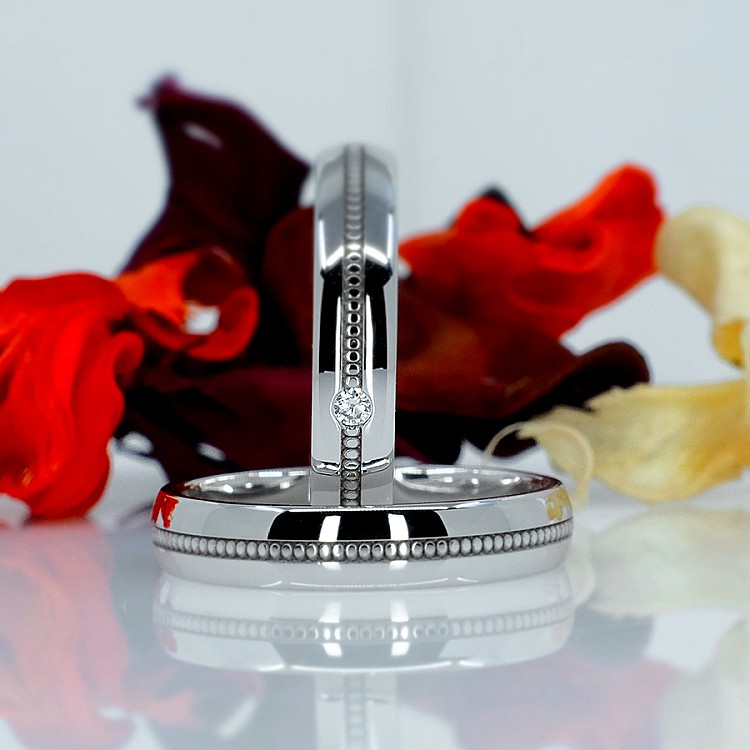 Anillos de boda de oro o platino con diamante - modelo v205