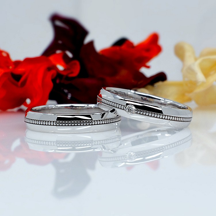 Anillos de boda de oro o platino con diamante - modelo v205