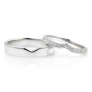 Anillos de boda de oro o platino con diamantes - modelo v211