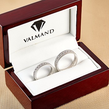 Anillos de boda de oro o platino con diamantes - modelo v2886